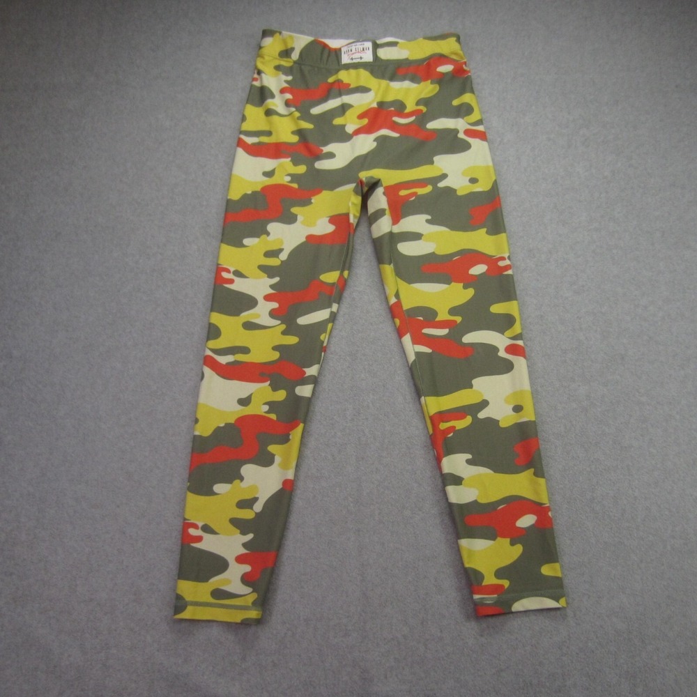 Adam‎ Selman Sport Leggings Womens Medium Yellow Camo Essential Mid Rise Yoga
